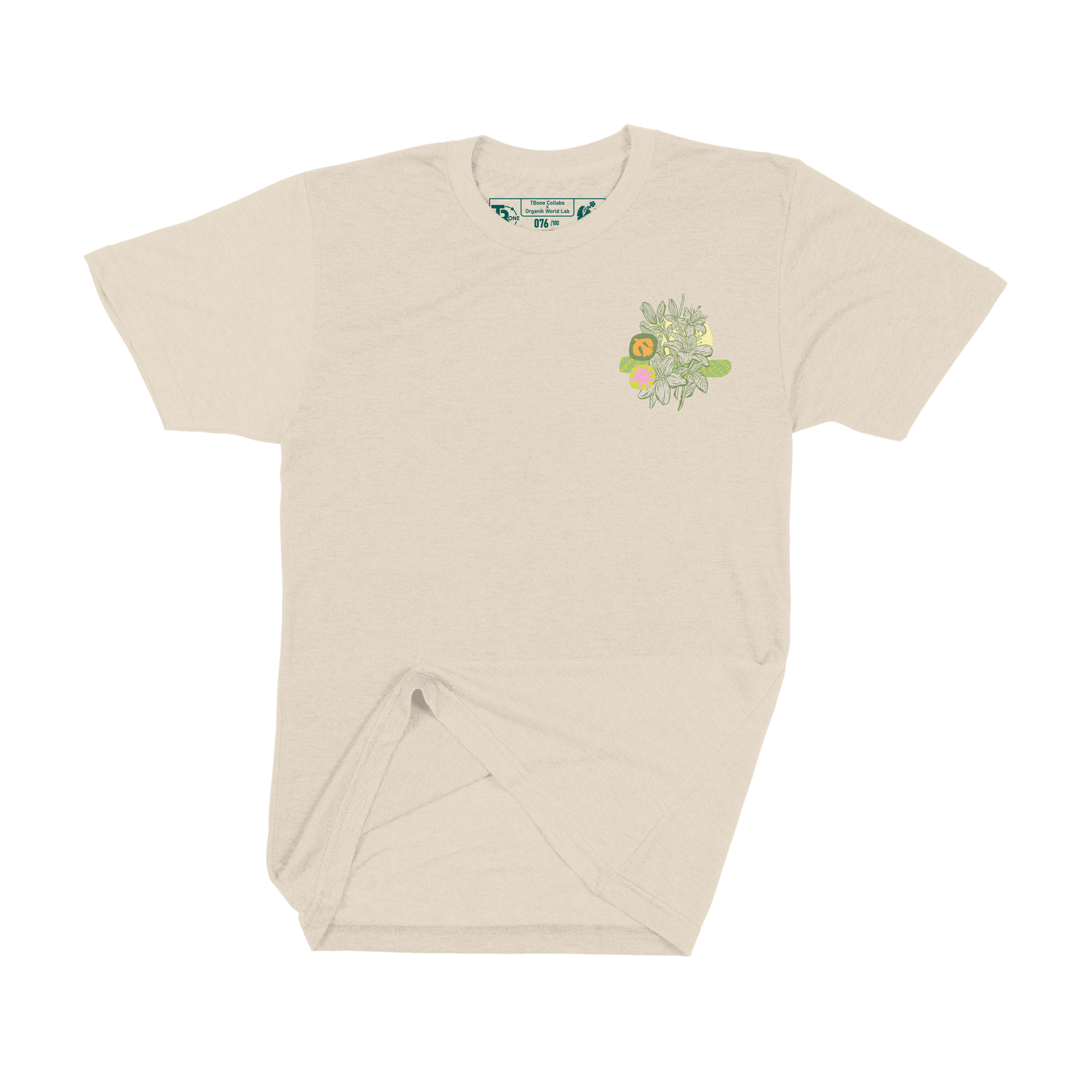 T-Shirt Lilies, Leaves, Flowers Organik World Lab Collab