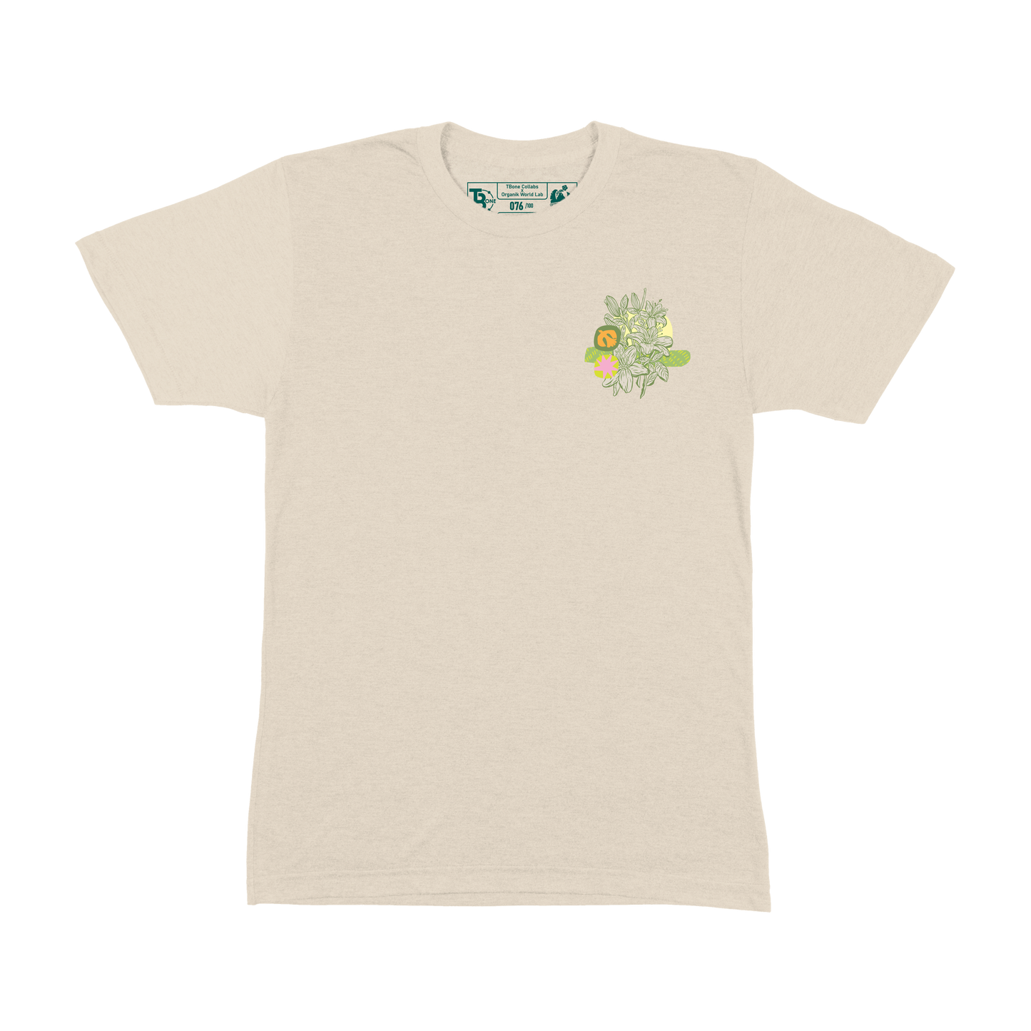 T-Shirt Lilies, Leaves, Flowers Organik World Lab Collab