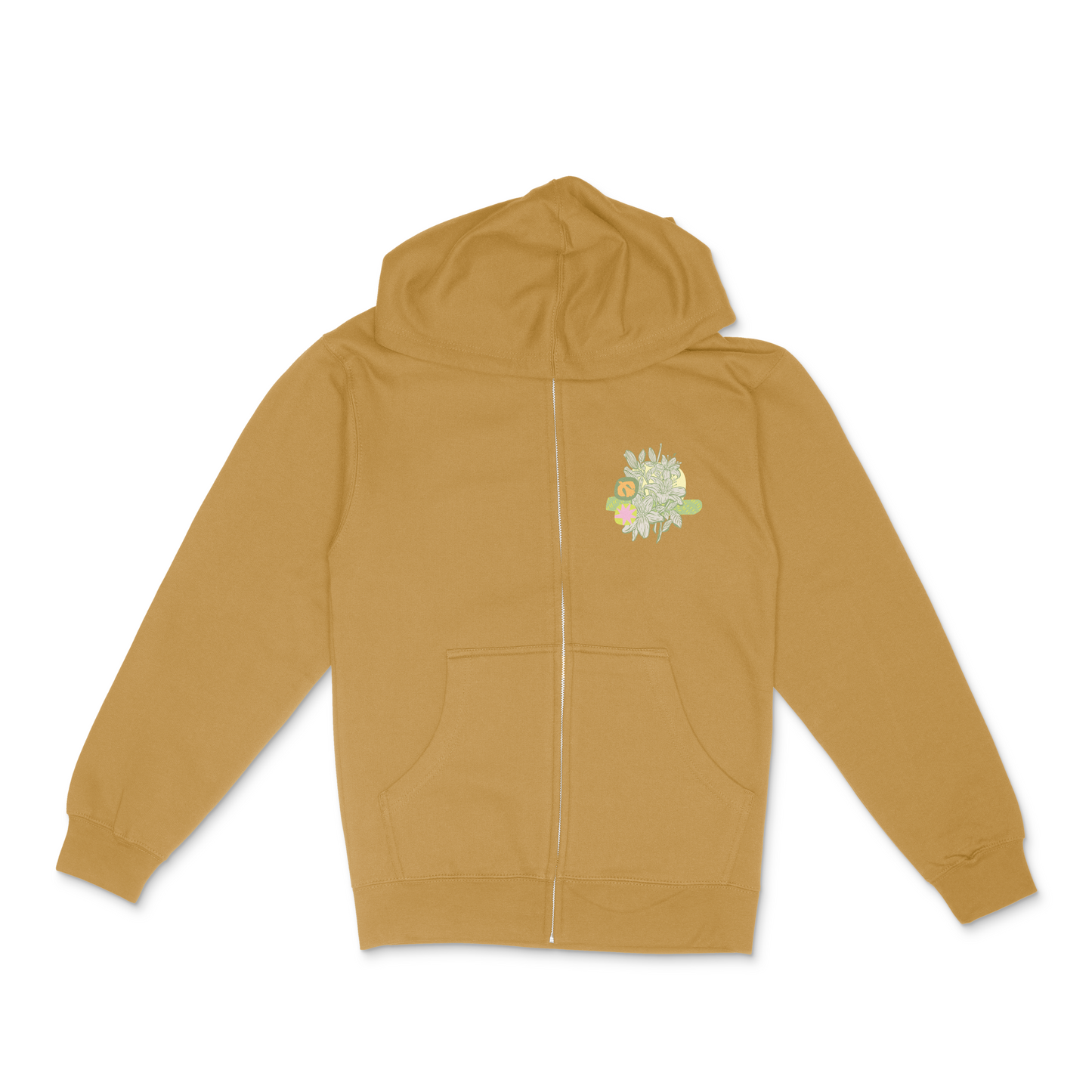 Zip Hoodie Sandstone Lilies, Leaves, Flowers Organik World Lab Collab