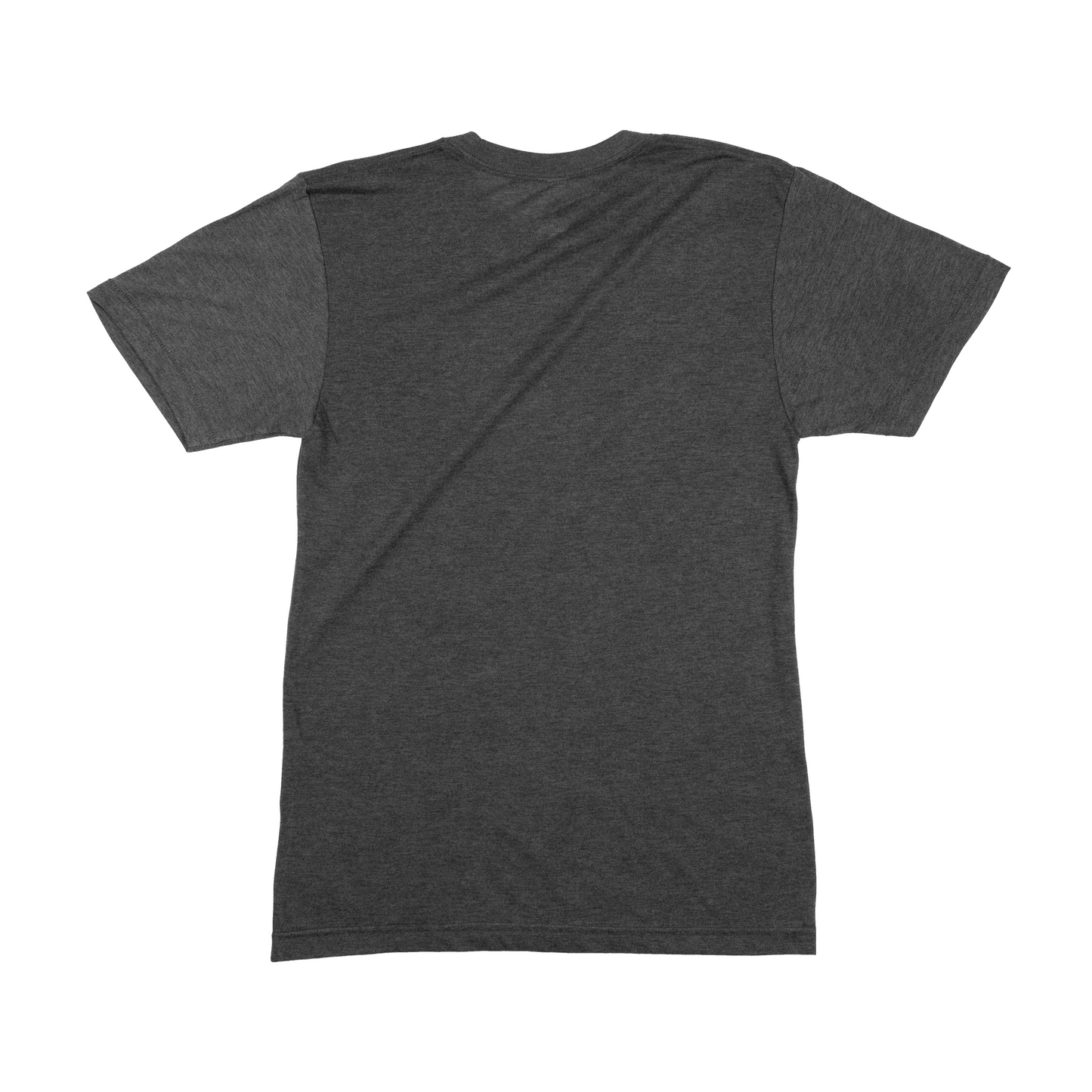 Plain back view of the triblend charcoal 'Bikes Are The Answer' t-shirt, showcasing its smooth and sleek design.